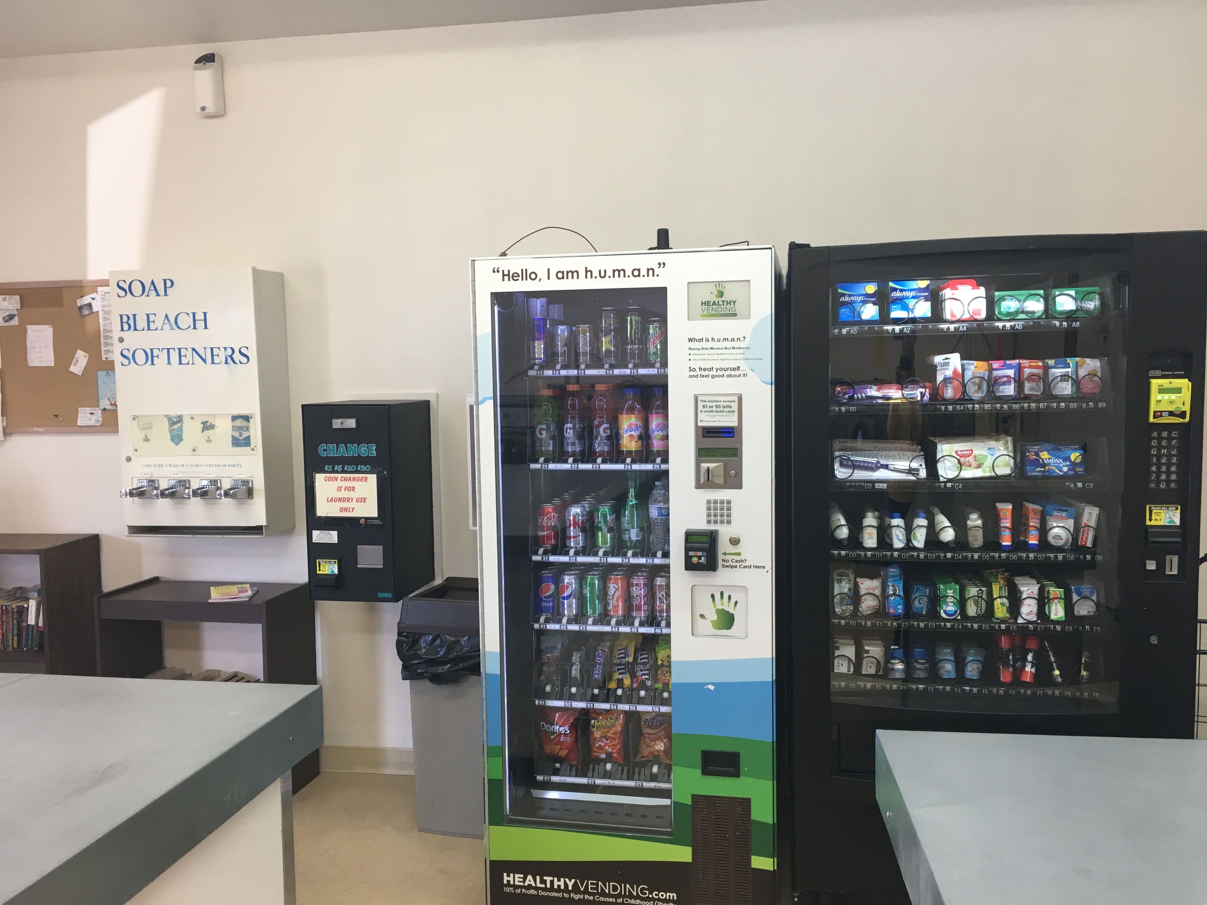 Vending machines in the laundry room