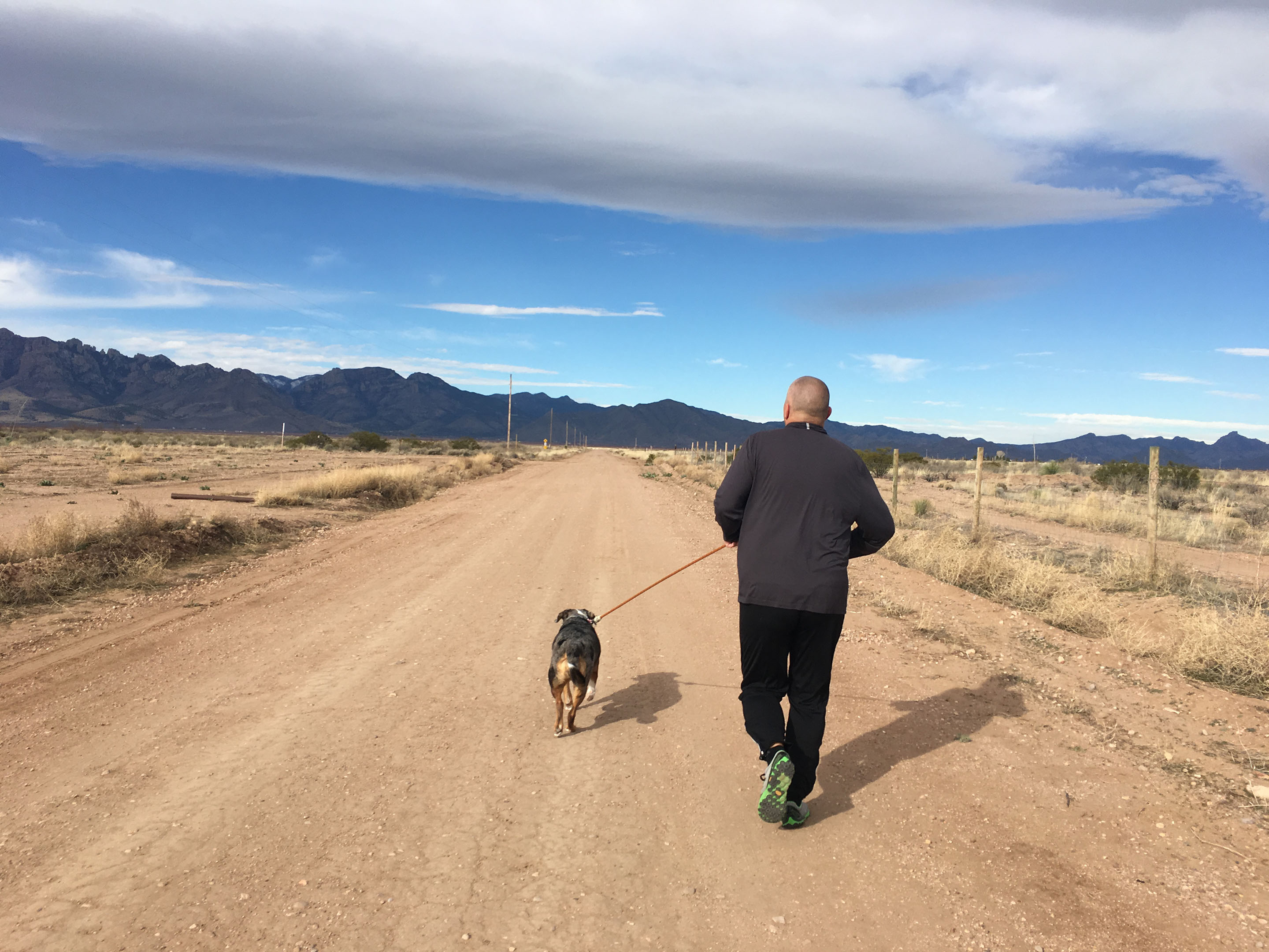 Running on nearby dirt road