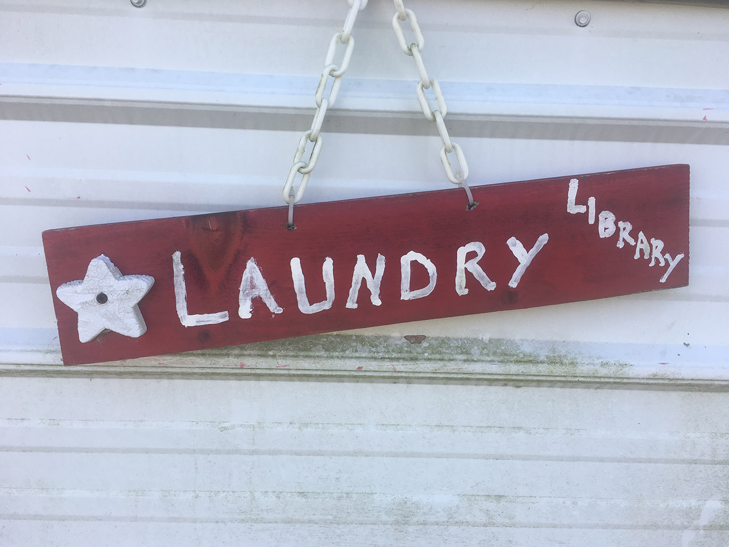 Sign for the laundry shed