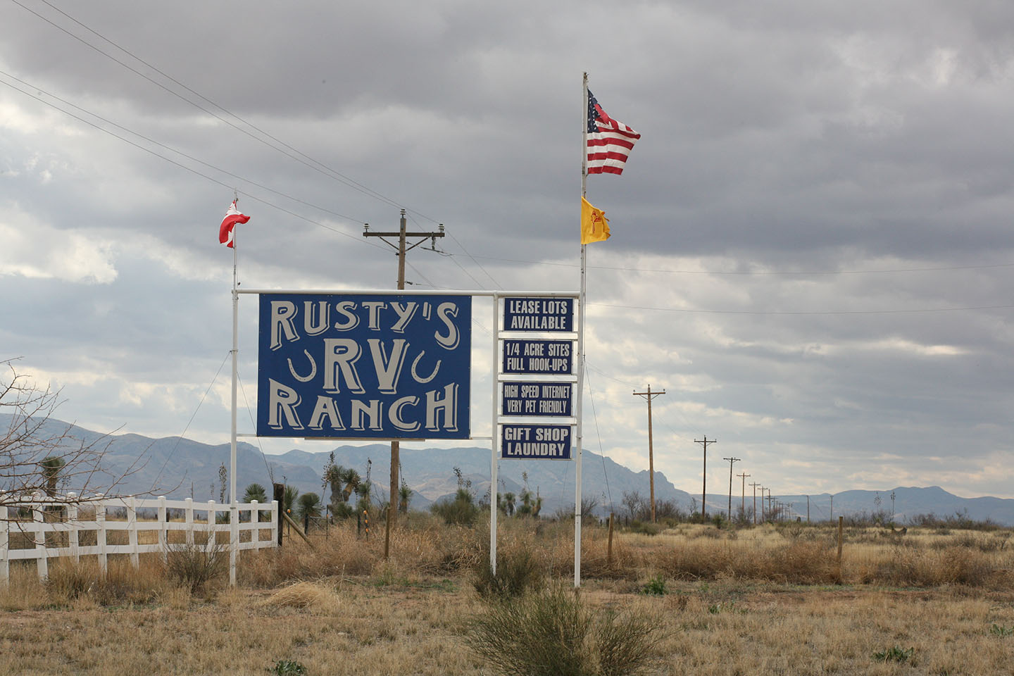 Roadside sign for Rusty's RV Ranch