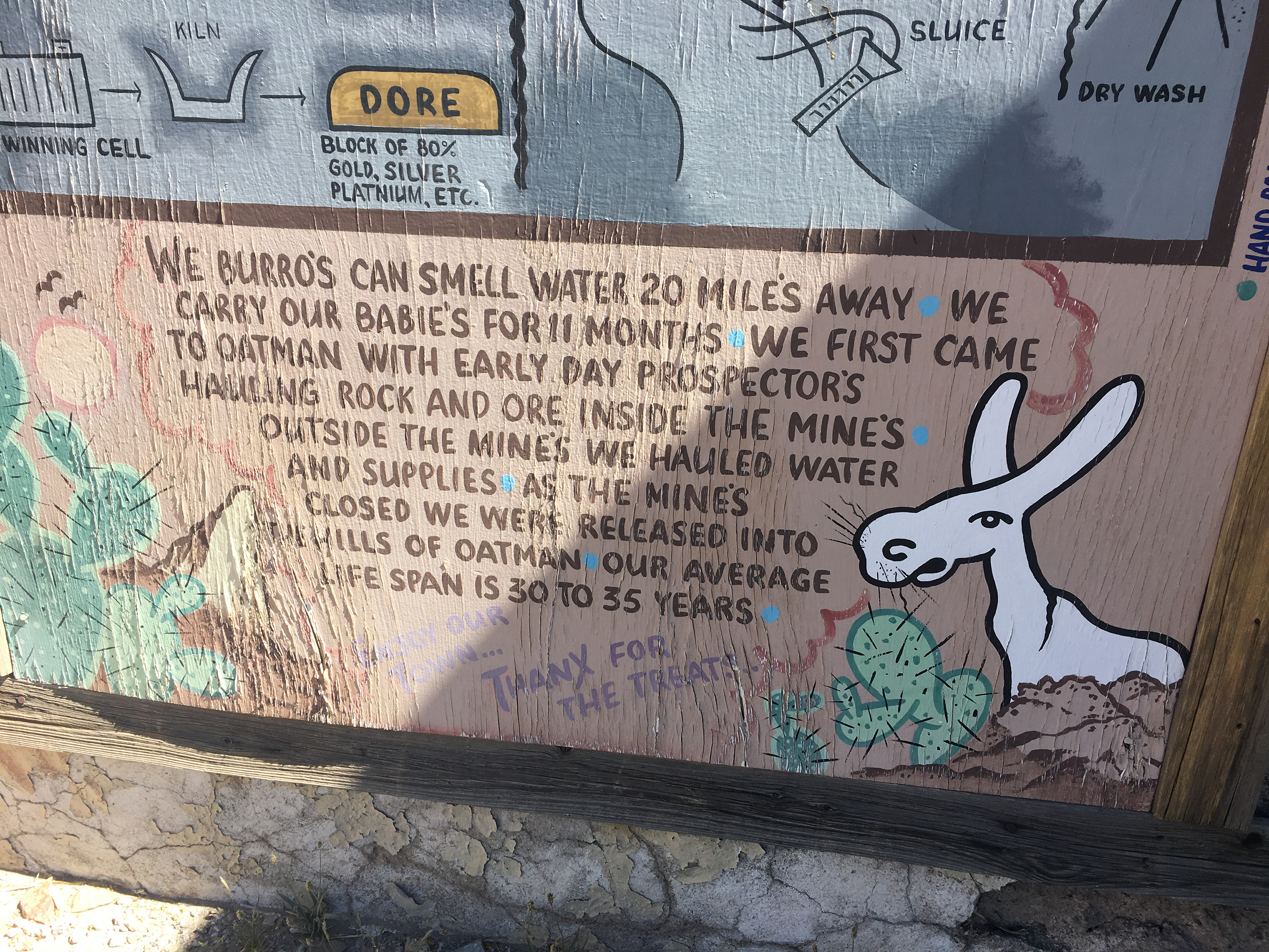 Sign explaining history of burros in Oatman