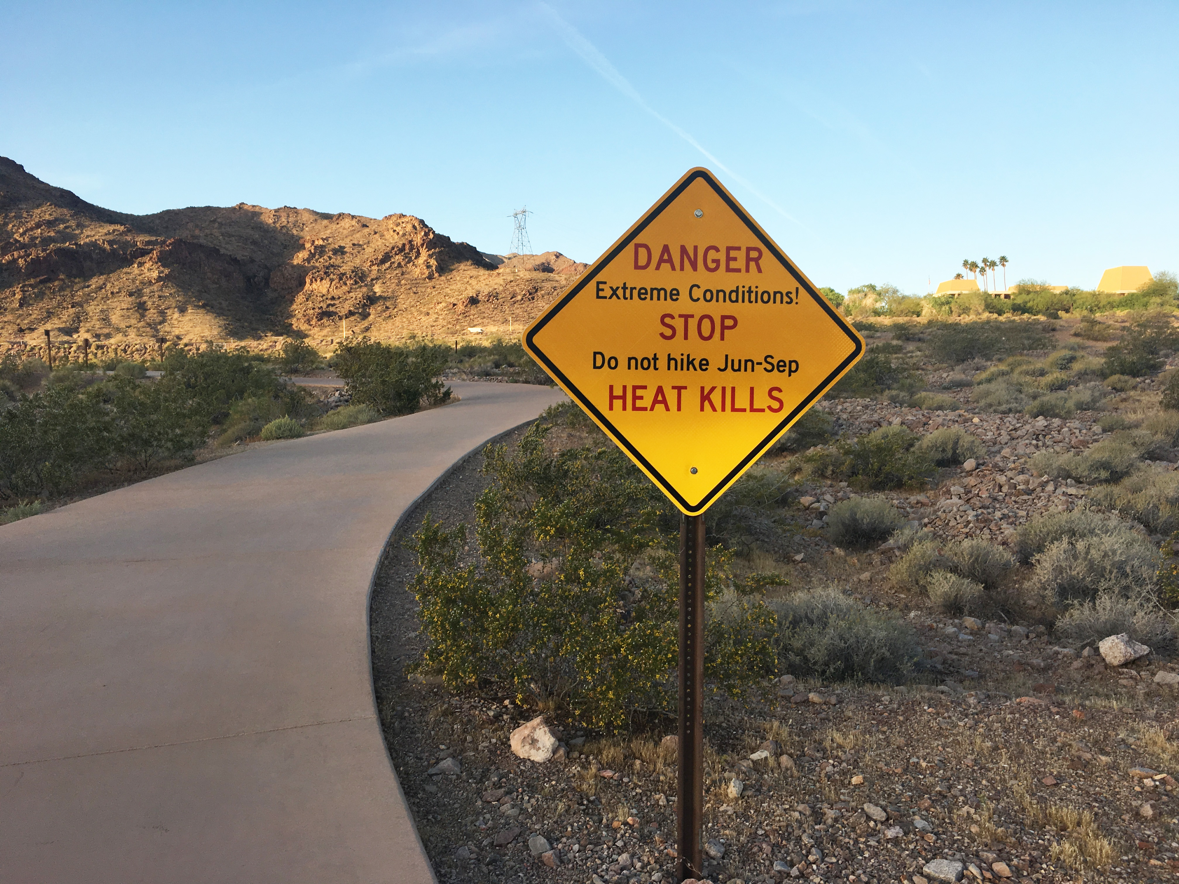 "Do not hike Jun-Sep HEAT KILLS"