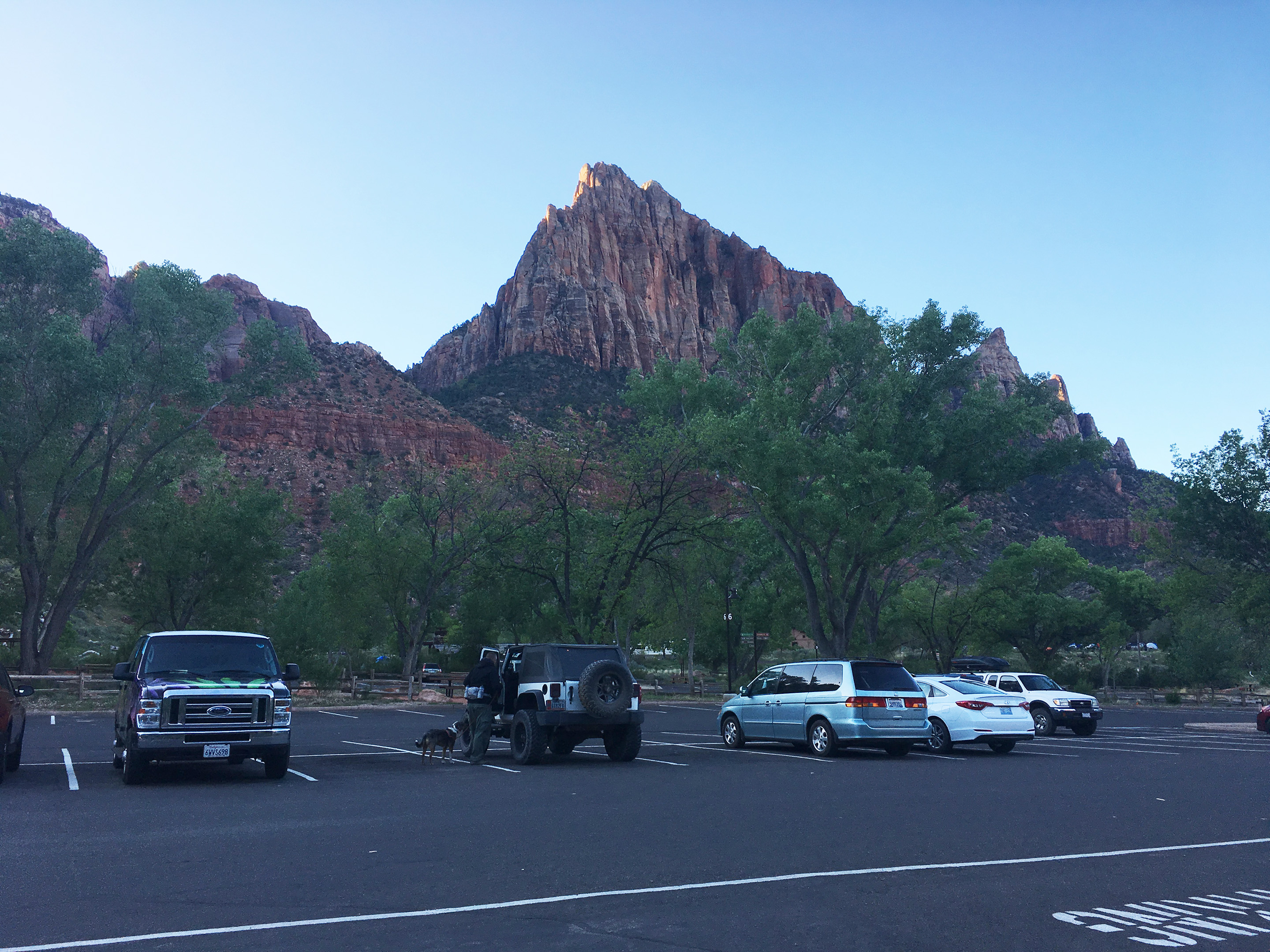 Zion's visitor center parking lot