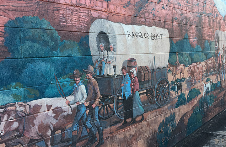 Mural of pilgrims on the way to Kanab