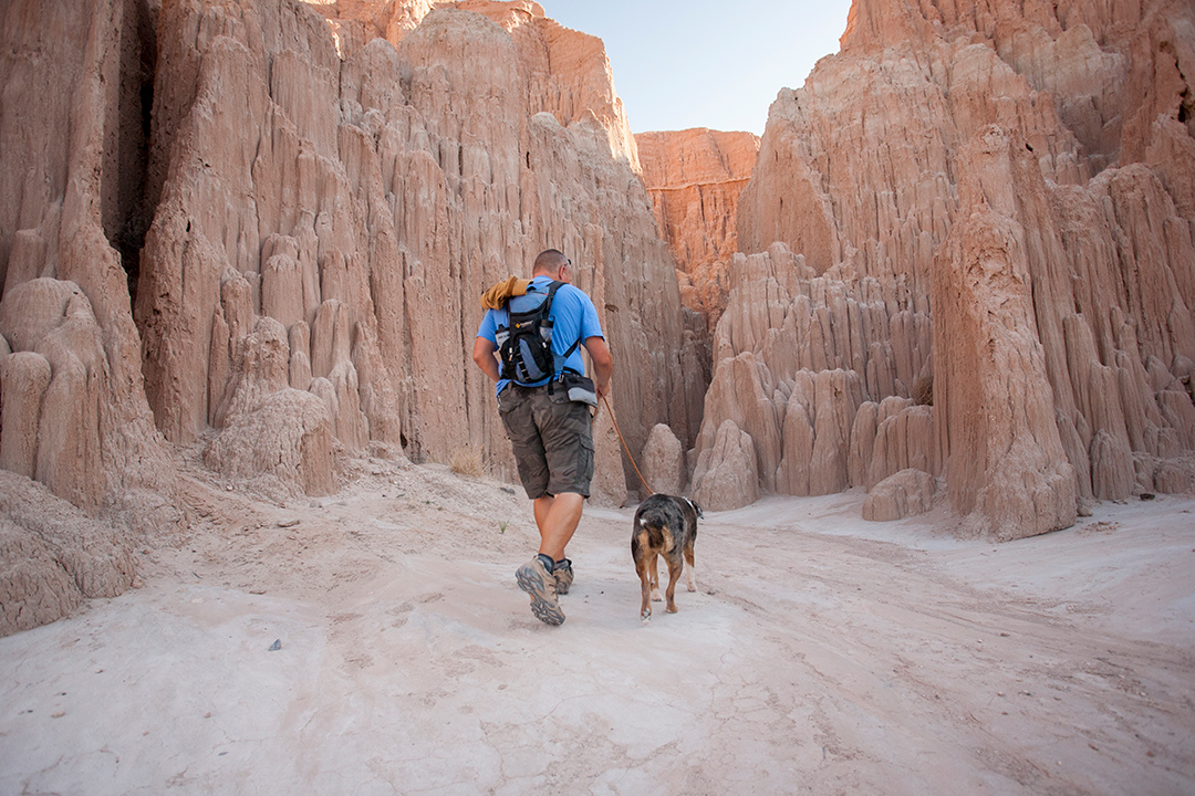 Exploring what looks like a slot canyon entrance