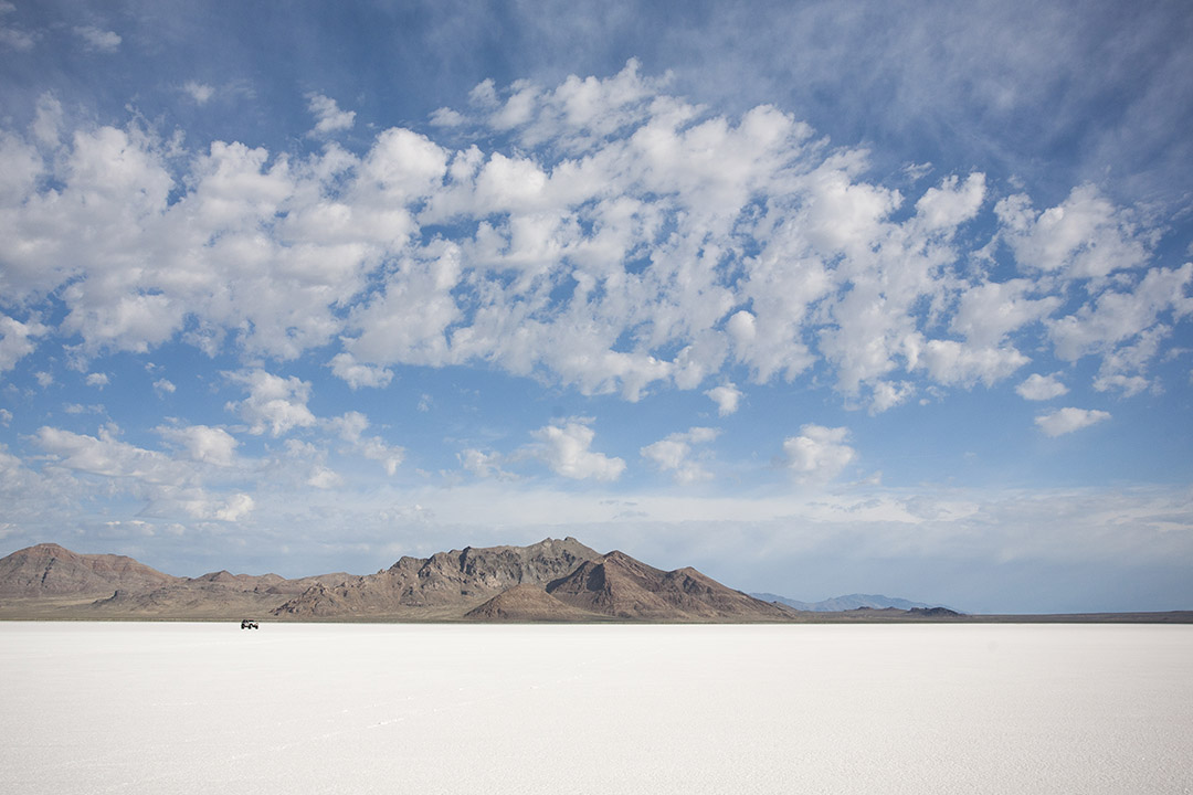 Tiny Jeep on huge salt flat