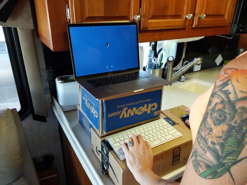 Cardboard box standing desk