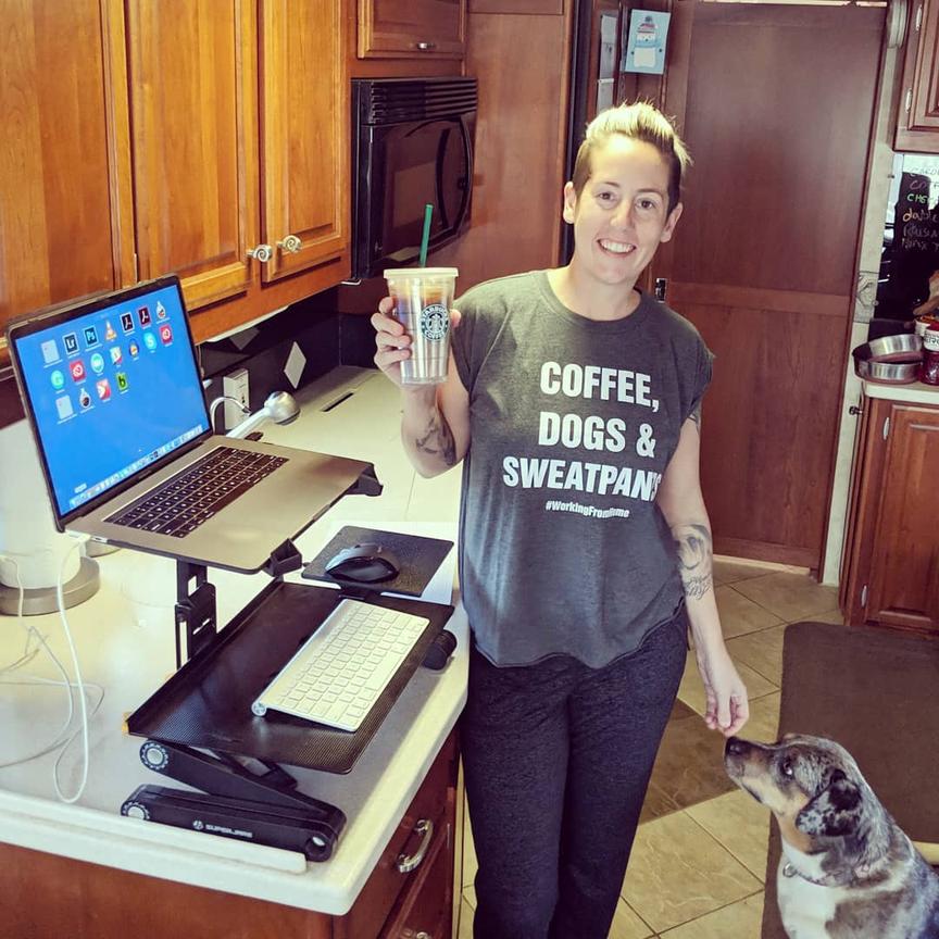 Happy Ane with a standing desk